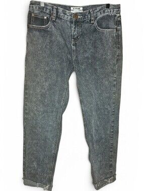 ONE TEASPOON Gray Low Waist Mid Rise Relaxed Leg Tapered Rolled Cuff Jeans - 26